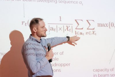 Jacek Kibilda, research associate professor with the Commonwealth Cyber Initiative and Bradley Department of Electrical and Computer Engineering at Virginia Tech, presents at the Kohl Centre workshop. Photo courtesy of Yifan Wang for Virginia Tech.